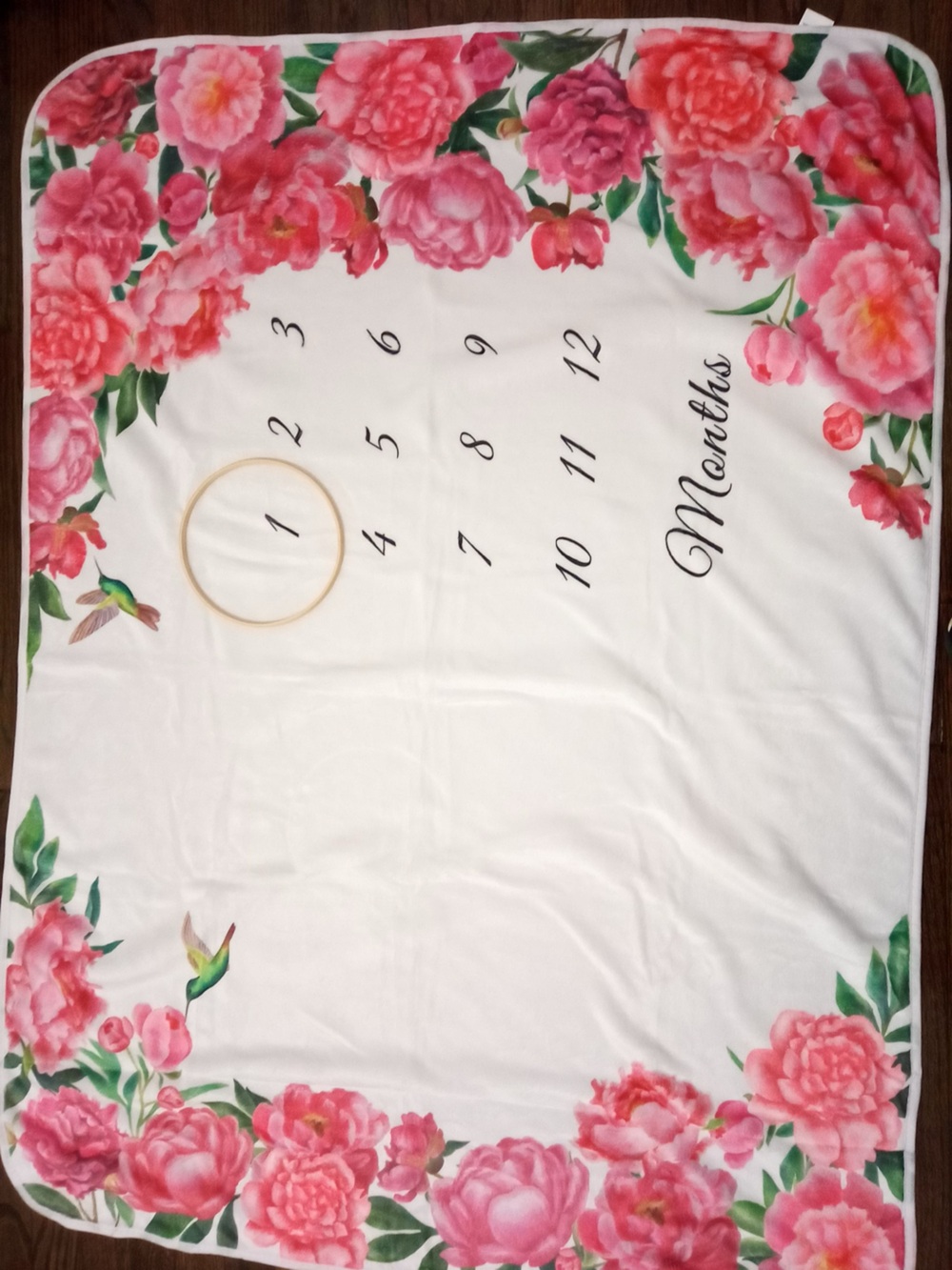 Floral Monthly Milestone Baby Blanket - Pink Peony Design